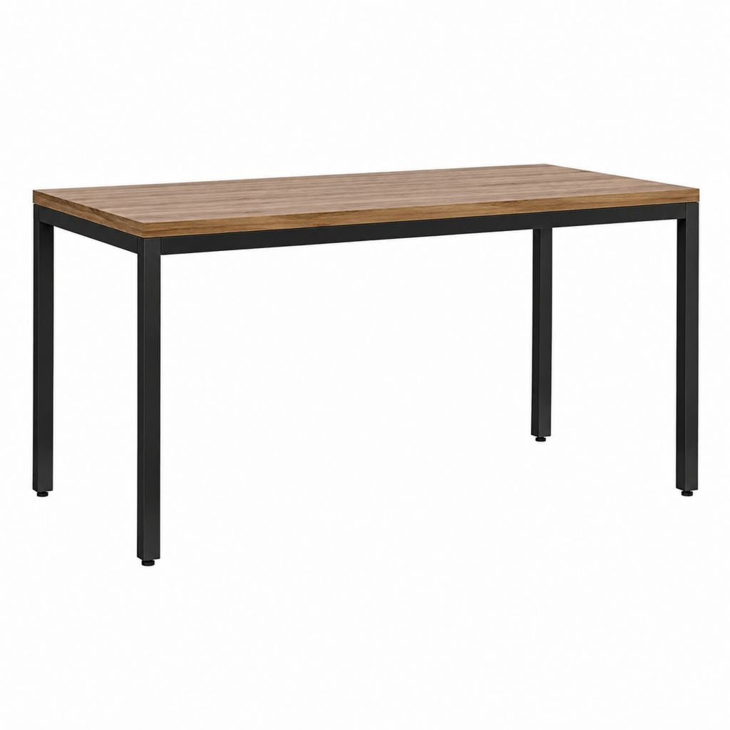 Gartentisch rechteckig Braun Schwarz mit WPC-Tischplatte und Stahlgestell 160 x 90 x 75 cm