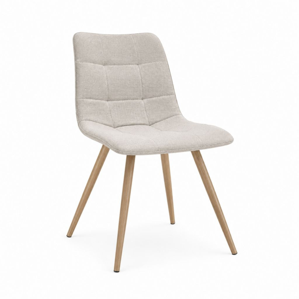 Esszimmerstuhl Beige mit Polyesterbezug und Massivholzbeinen 47 x 57 x 84 cm