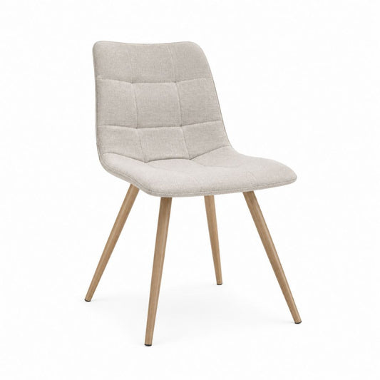 Esszimmerstuhl Beige mit Polyesterbezug und Massivholzbeinen 47 x 57 x 84 cm