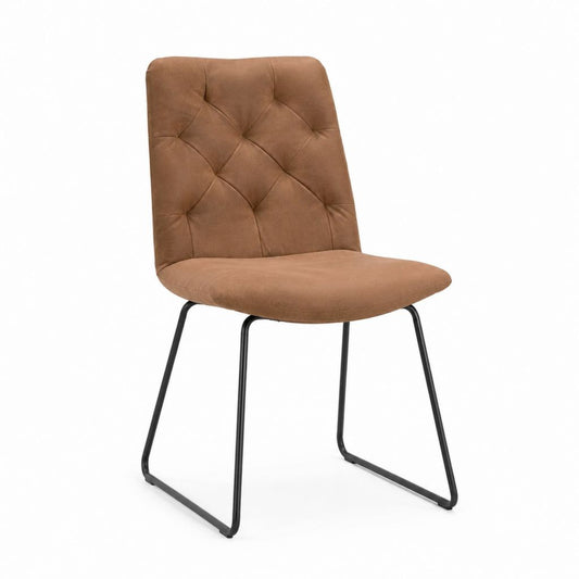 Esszimmerstuhl Braun mit Polyester-Mikrofaserbezug und Stahlkufengestell 45 x 57 x 88 cm