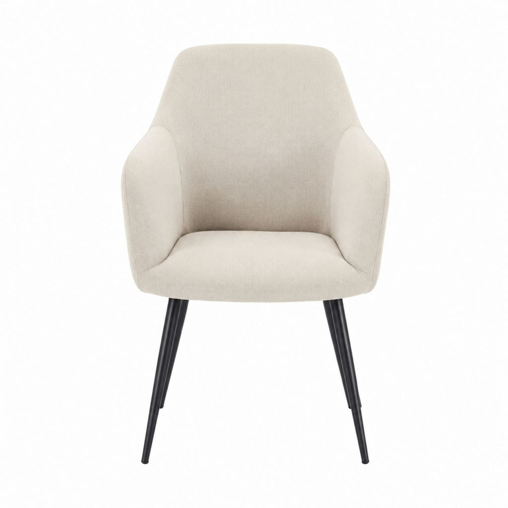 Esszimmerstuhl mit Armlehnen Beige Polyester Stahlgestell 58 x 62 x 86 cm