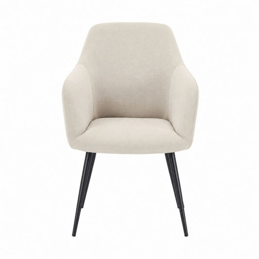 Esszimmerstuhl mit Armlehnen Beige Polyester Stahlgestell 58 x 62 x 86 cm