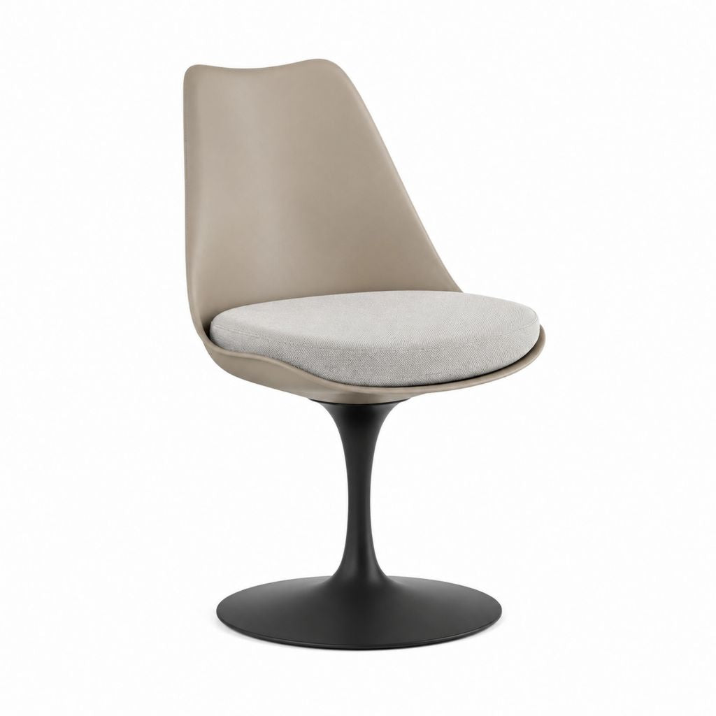 Esszimmerstuhl Beige mit Polypropylen-Schale Polyester-Sitzkissen und rundem Stahl-Tellerfuß 48 x 55 x 83 cm