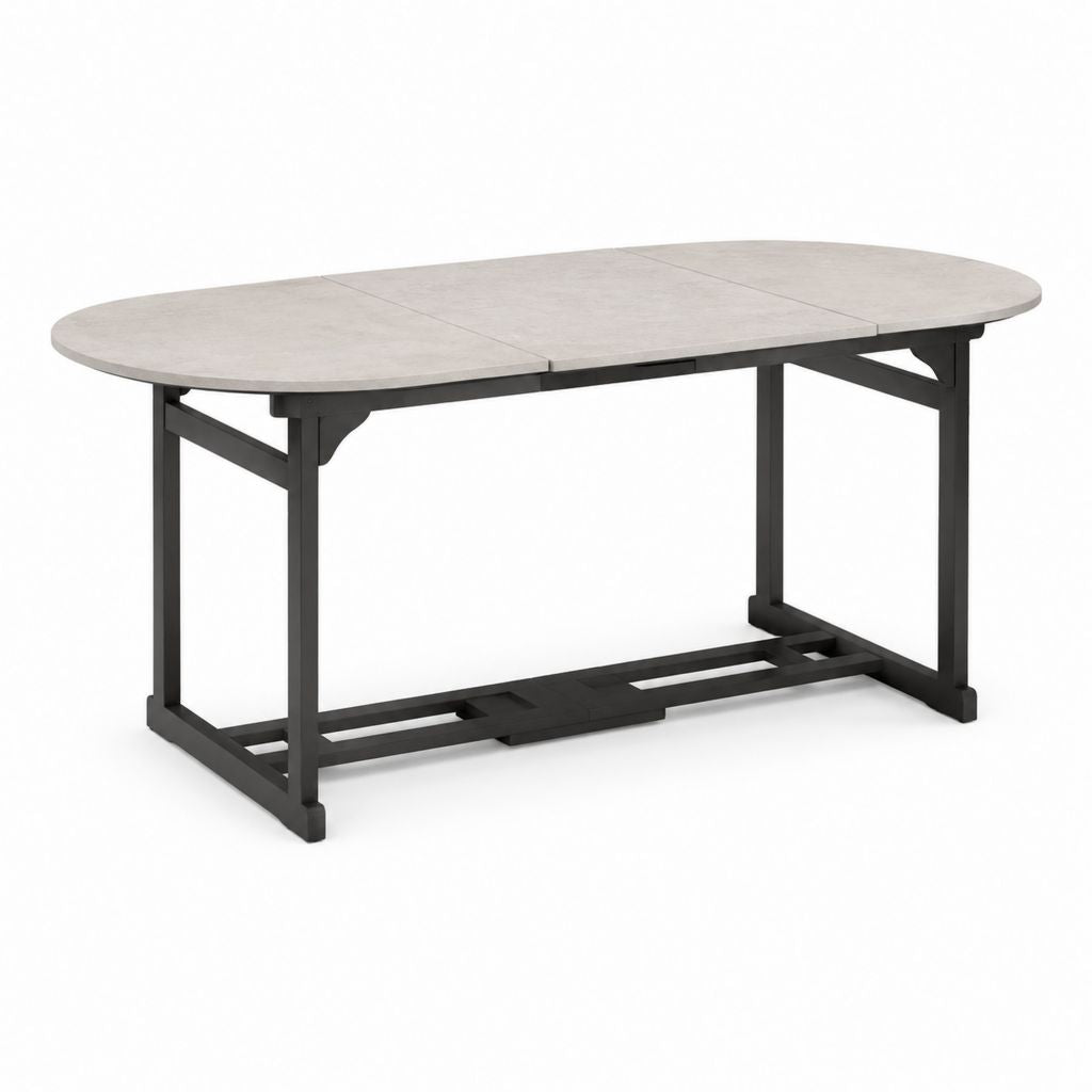 Ausziehbarer Gartentisch Grau Aluminium Sinterstein oval 160/200 x 90 x 75 cm
