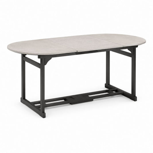 Ausziehbarer Gartentisch Grau Aluminium Sinterstein oval 160/200 x 90 x 75 cm