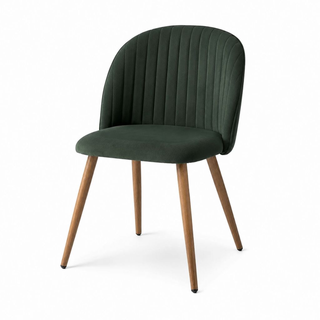 Esszimmerstuhl Dunkelgrün Polyester-Samt mit Massivholzbeinen 50 x 58 x 82 cm