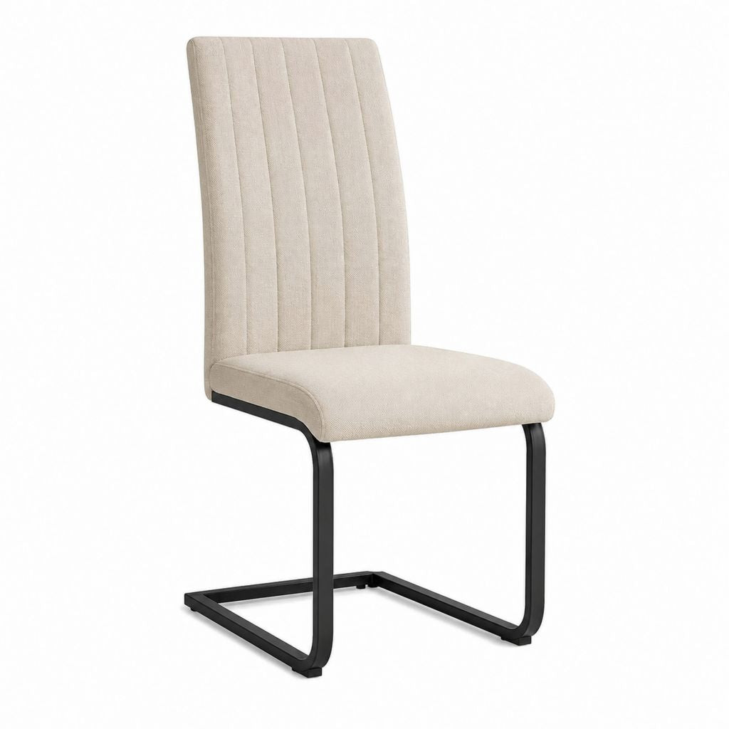 Freischwinger Esszimmerstuhl Beige mit Polyesterbezug und Stahlgestell 45 x 57 x 97 cm