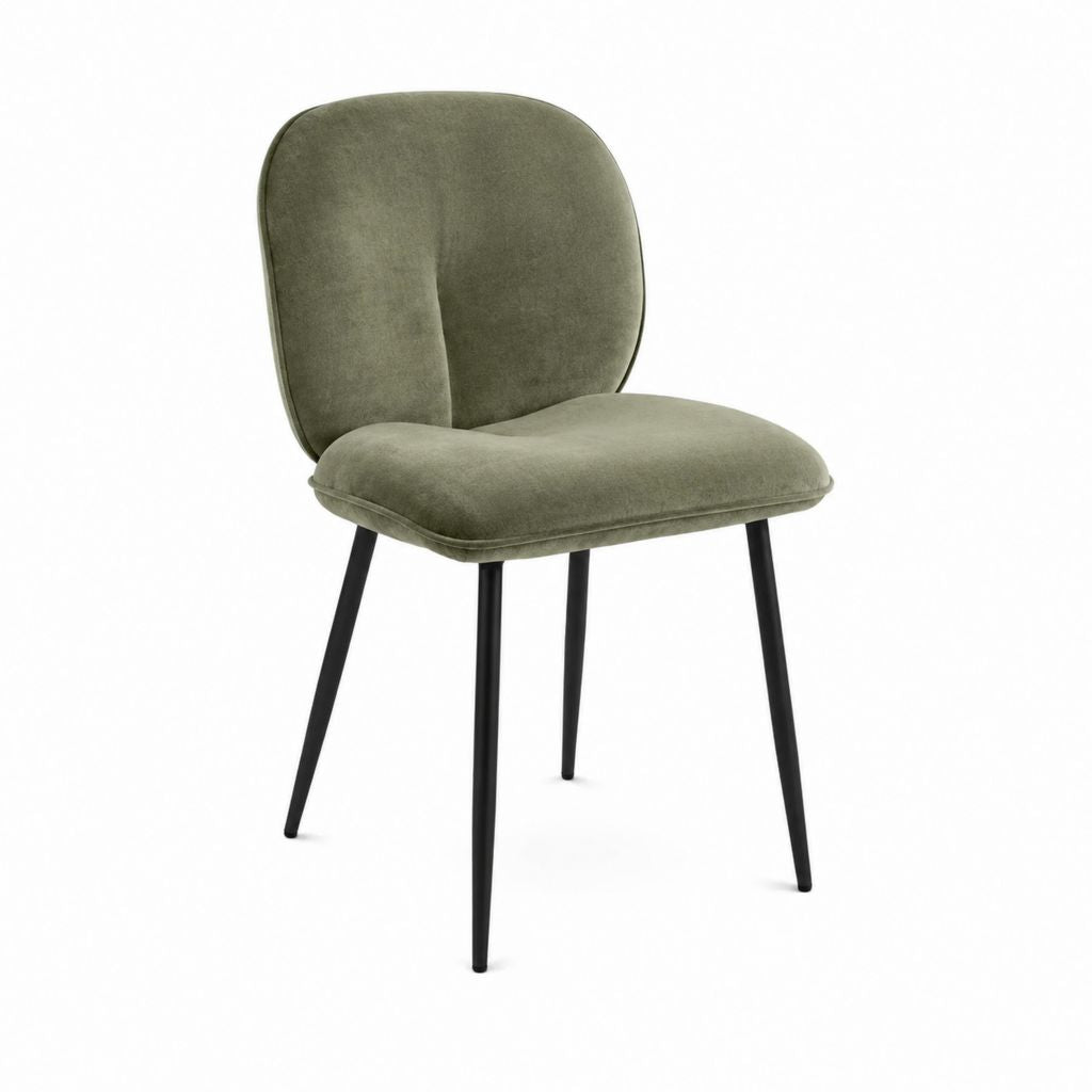 Esszimmerstuhl Olivgrün Polyester-Samt Gepolstert Abgerundet 48 x 57 x 84 cm