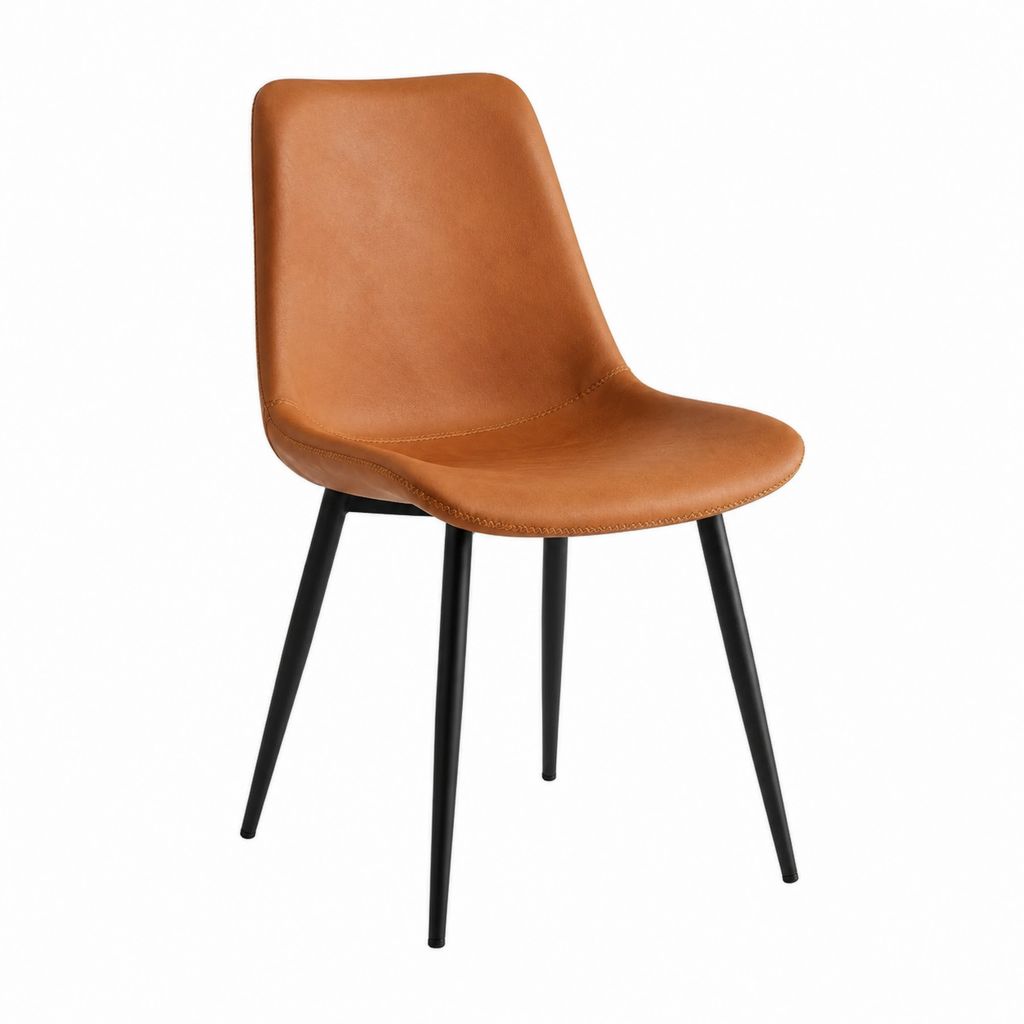 Esszimmerstuhl Cognac PU-Kunstleder Stahlgestell 83 x 47 x 56 cm